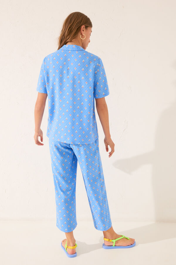 Womensecret Pijama camisera Capri de viscosa azul estampado