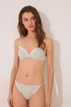 Womensecret Panty brasileño con encaje de algodón acanalado en color verde verde