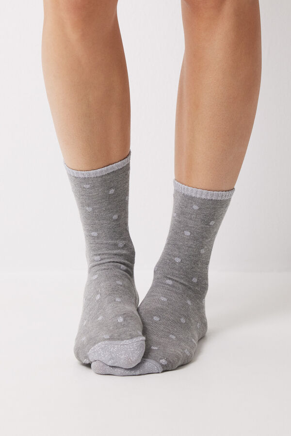 Womensecret Calcetines largos gris puntos gris