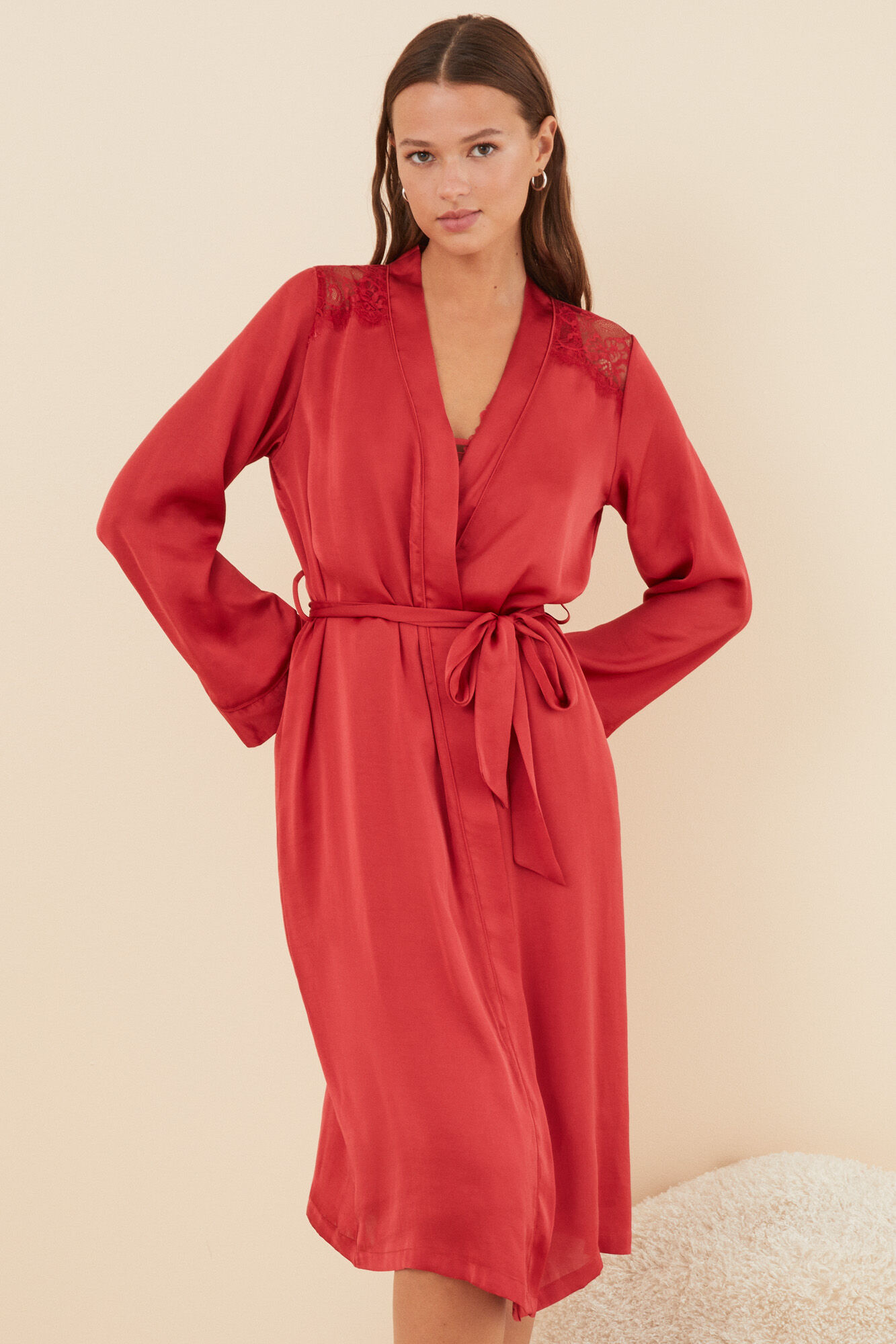 Bata larga satin roja Ropa de dormir y homewear de mujer WomenSecret MX