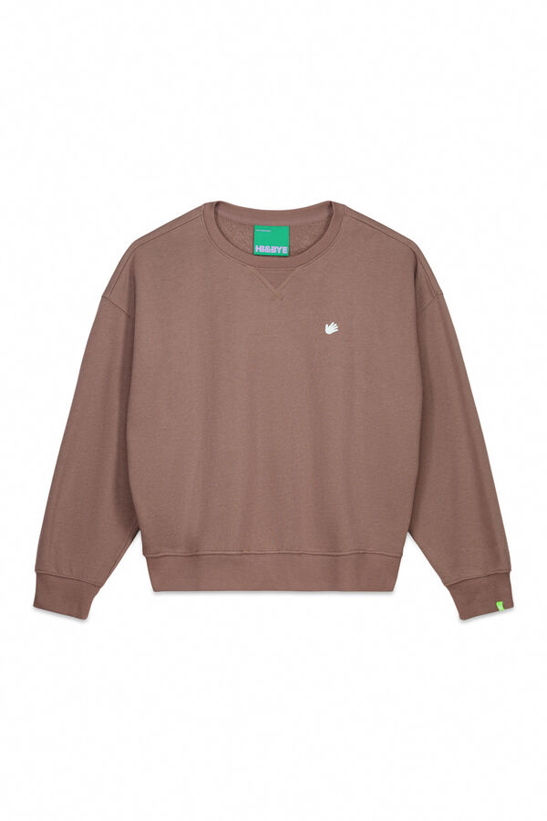 HI&BYE Sudadera de forro polar liso marrón  café