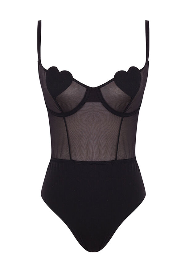 Womensecret Body brasileño tul y microfibra negro negro