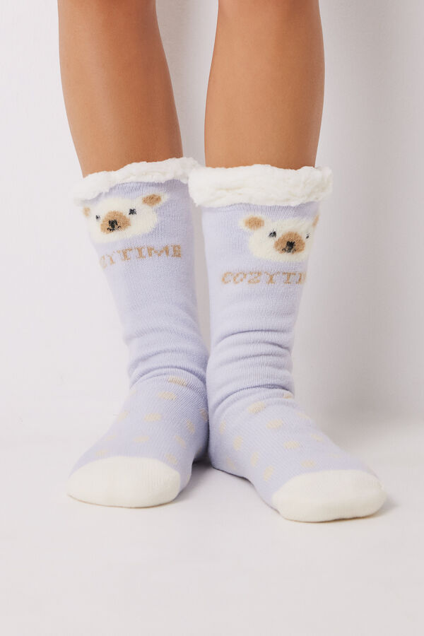 Womensecret Calcetines tricot borreguito “Cozy time” azul