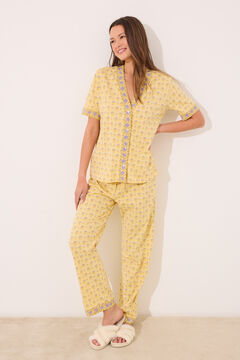 Womensecret Pijama estampado de flores amarillas 100% algodón estampado