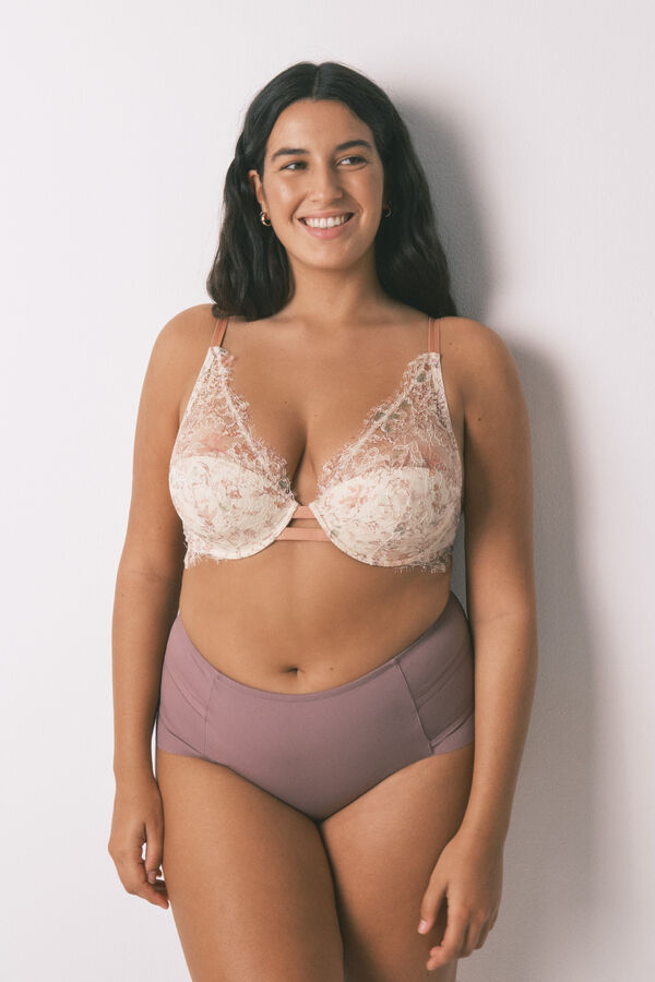Women'secret Panty alta clásica de microfibra rosa rosa