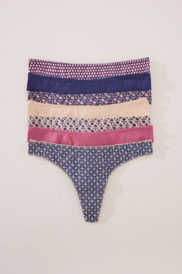 Womensecret Pack de 7 tangas de algodón estampados variados estampado