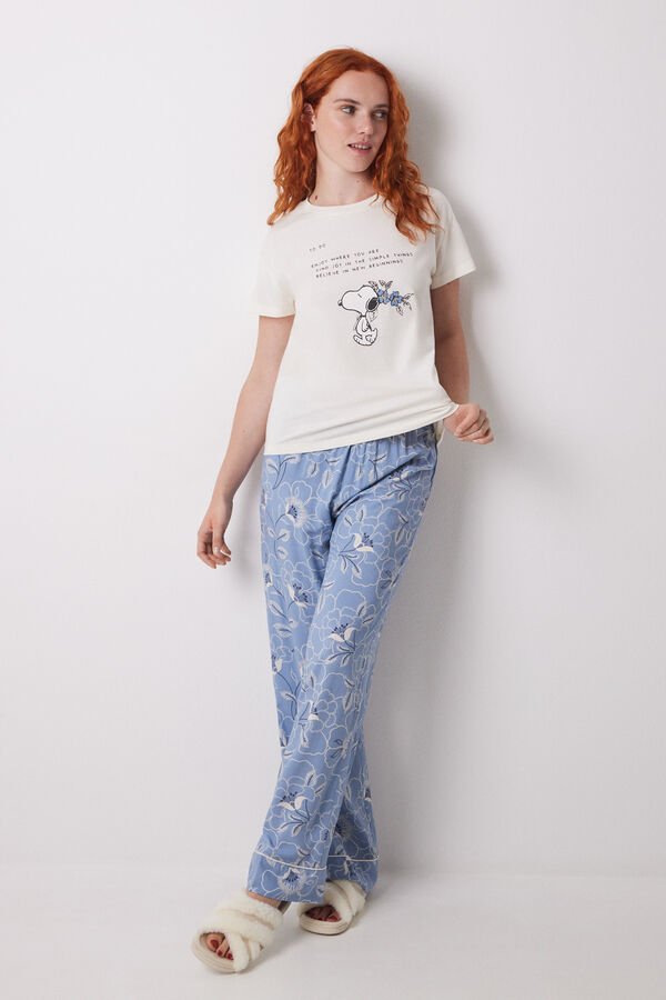 Womensecret Playera de manga corta de Snoopy 100 % algodón café