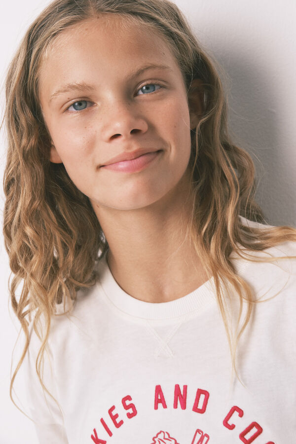 Women'secret Pijama infantil larga 100% algod&oacute;n cuadros marfil