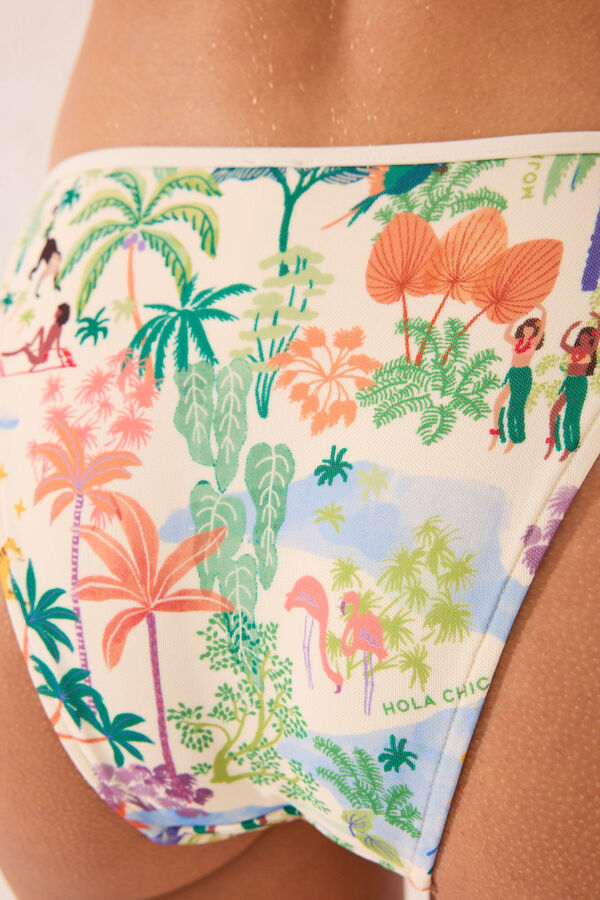 Womensecret Panty de bikini clásica con paisaje tropical  estampado
