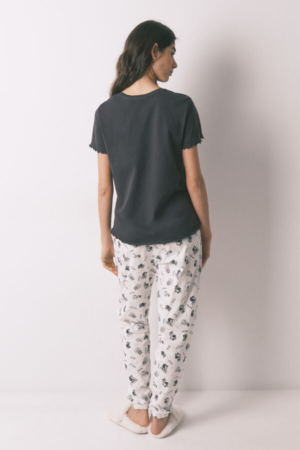 Women'secret Pijama estampado Mafalda de algod&oacute;n 100% gris gris