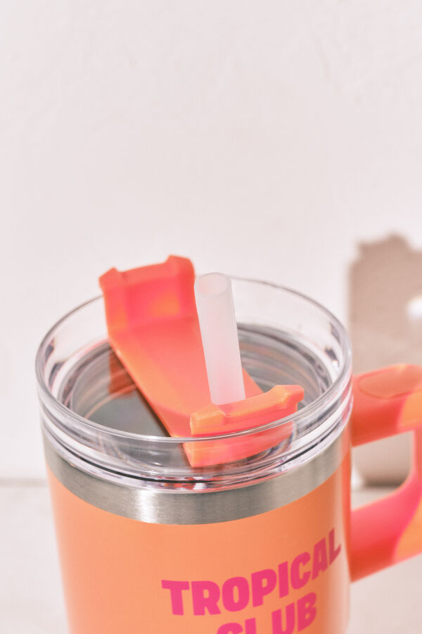 Women'secret Botella de acero inoxidable con asa naranja naranja