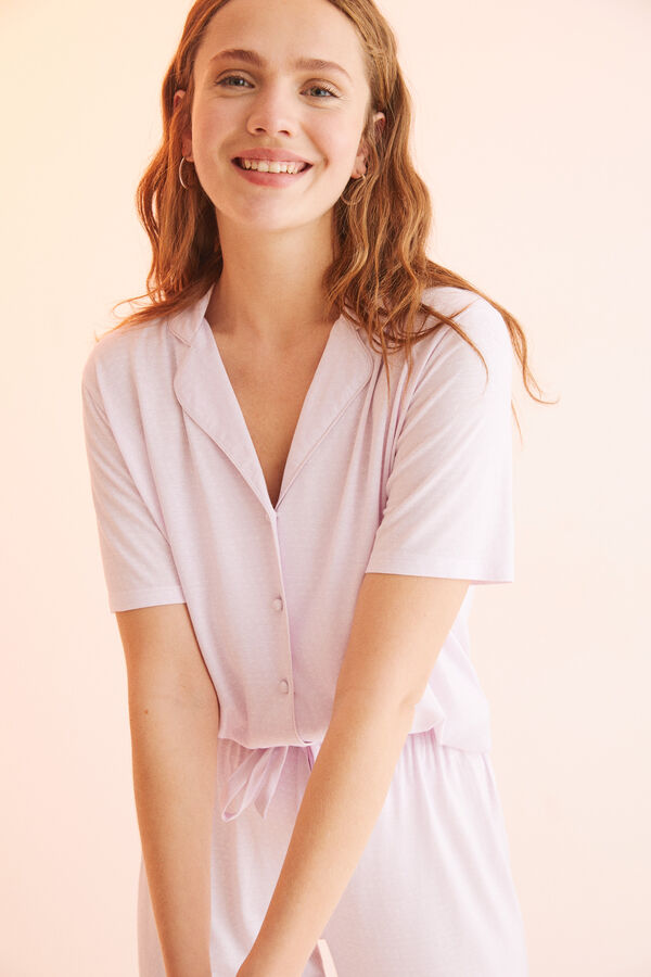 Womensecret Pijama camisera capri morado morado/lila