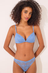 Womensecret Tanga de encaje azul azul