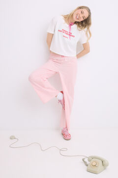 Womensecret Pijama de cuadros vichy rosas 100% algodón marfil
