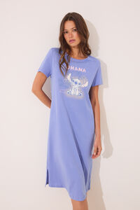 Womensecret Camisón midi de algodón de Lilo & Stitch azul