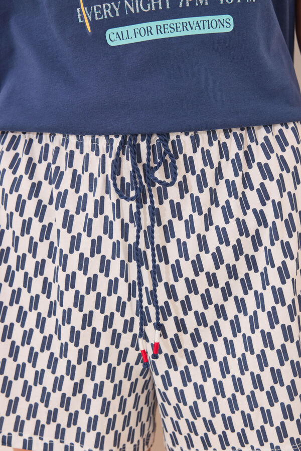 Womensecret Pijama corta geométrico de Snoopy 100 % algodón azul
