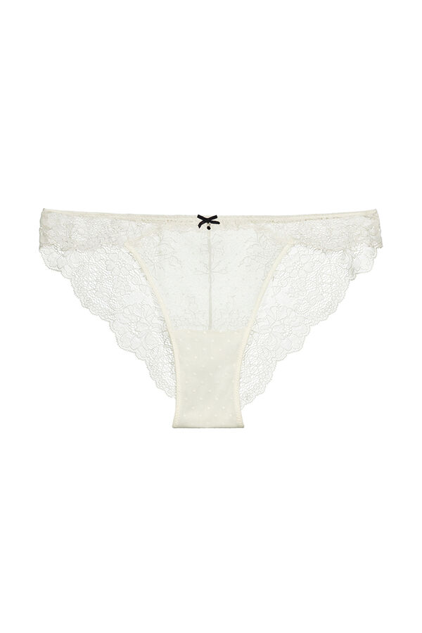 Womensecret Panty encaje plumetí blanco marfil