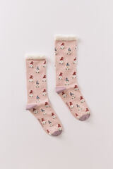 Women'secret Calcetines largos con estampado de gnomos rosa