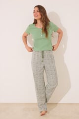 Womensecret Pijama larga algodón acanalado verde verde