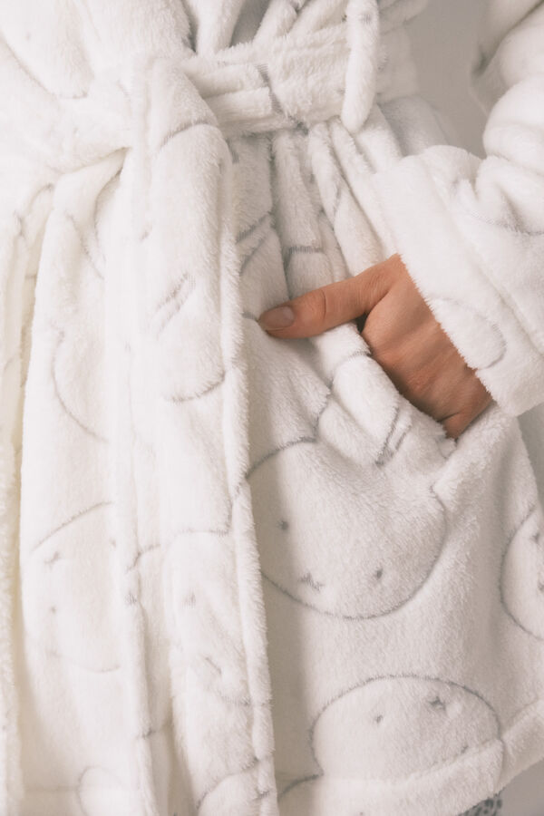 Women'secret Bata midi de forro polar estampada de Miffy blanco