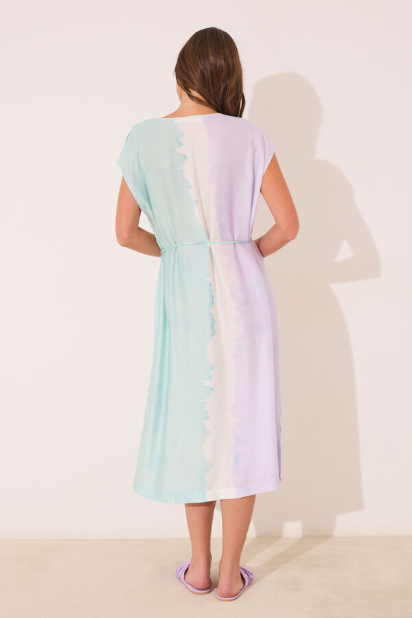 Womensecret Vestido largo de viscosa con efecto tie-dye estampado