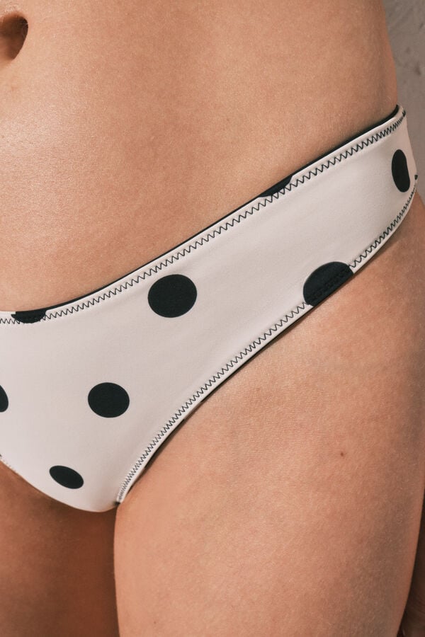 Women'secret Panty de bikini brasile&ntilde;o estampado de puntos reversible negro