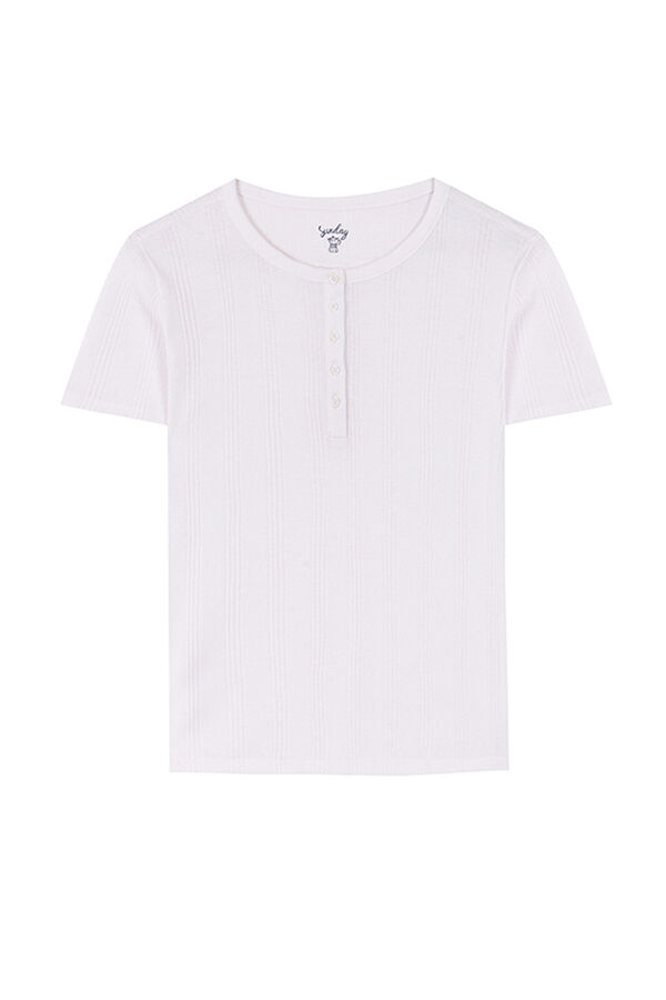 Womensecret Playera manga corta canalé marfil marfil