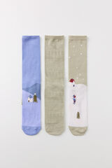 Womensecret Pack 3 calcetines altos paisaje nevado estampado