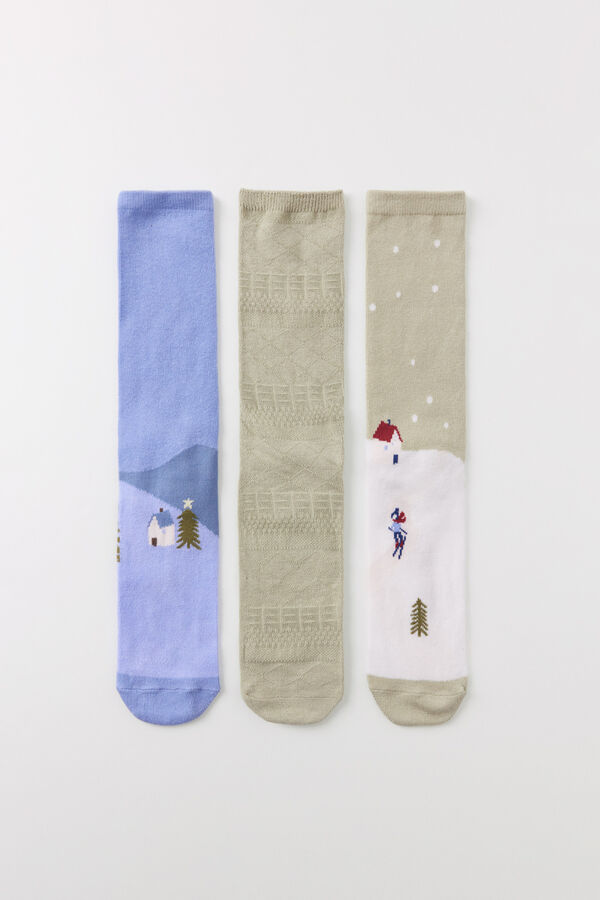 Womensecret Pack 3 calcetines altos paisaje nevado estampado