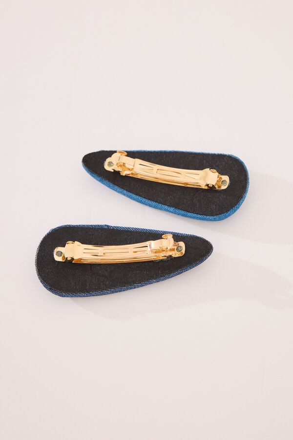 Womensecret Pack de 2 pinzas para el pelo de denim azul azul