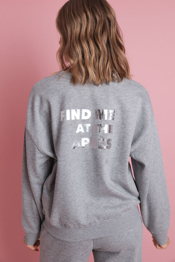 HI&BYE Sudadera de forro polar gris con logo gris