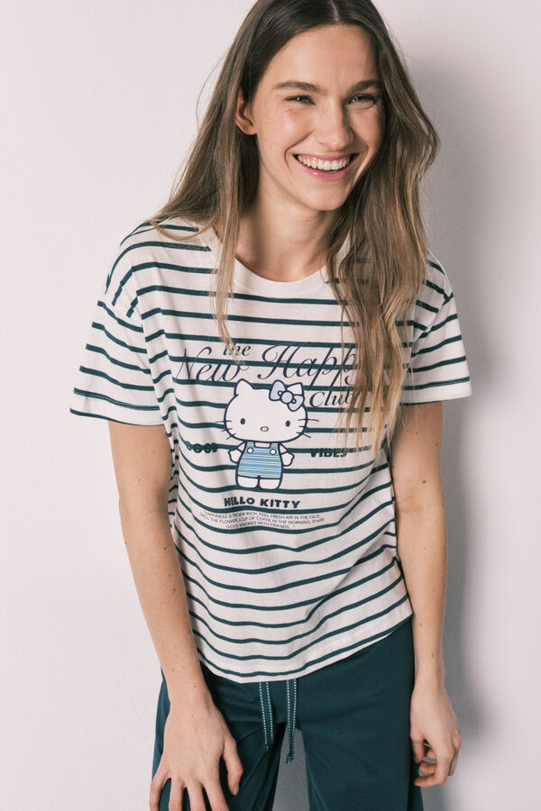 Women'secret Pijama Hello Kitty de manga corta de algod&oacute;n blanco