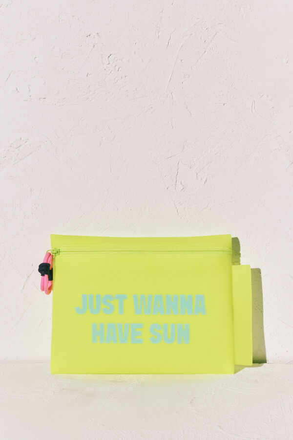 Women'secret Bolsa de traje de ba&ntilde;o impermeable amarilla verde