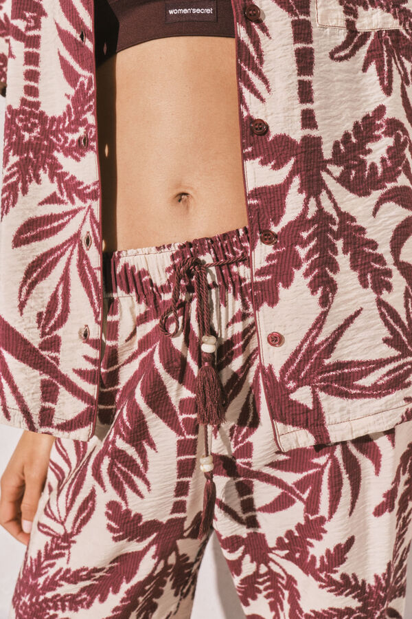 Women'secret Pijama larga camisera granate p&uacute;rpura
