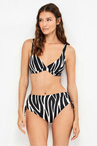 Gisela Panty de bikini de tiro alto estampado animal print de cebra