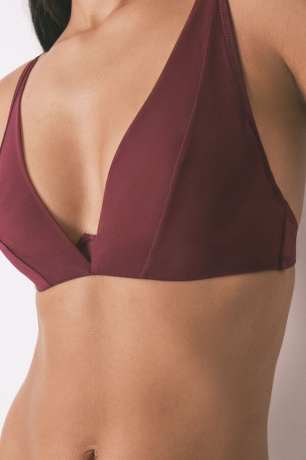Women'secret Brasier cuello halter de tul color vino con cierre especial  p&uacute;rpura