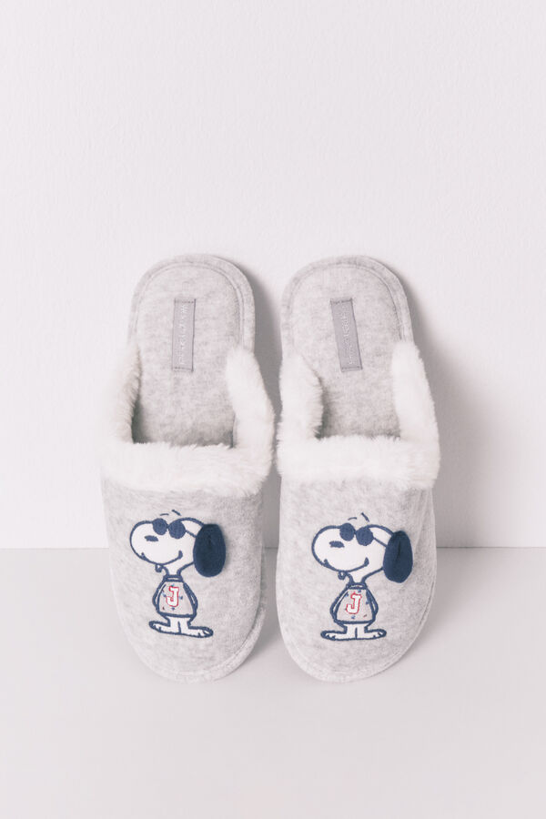 Womensecret Pantuflas para casa de Snoopy de color gris oscuro gris