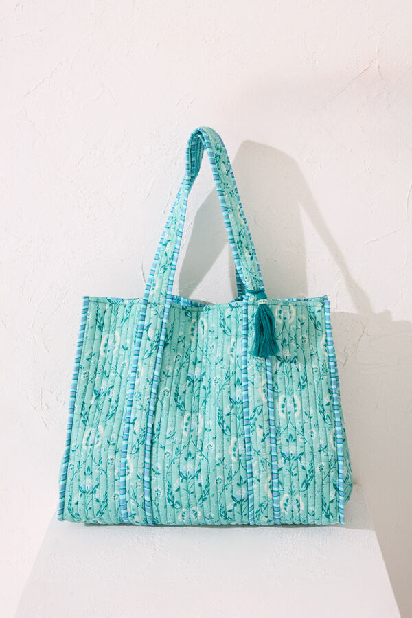 Womensecret Bolsa guateada print flores y rayas estampado