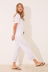 Womensecret Pijama camisera Capri de puntos blancos blanco