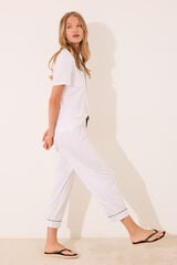 Womensecret Pijama camisera Capri de puntos blancos blanco