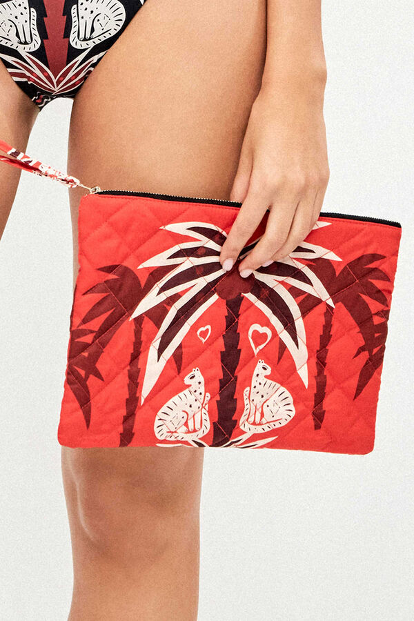 Gisela Neceser de mano estampado de playa blanco