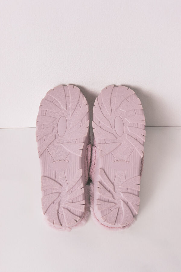 Women'secret Pantuflas para casa cómodas de pelo trenzado rosa