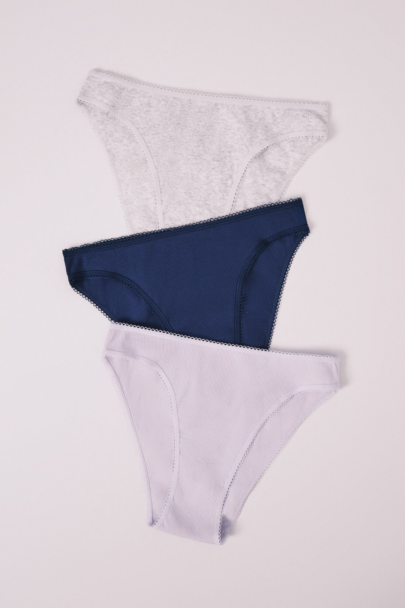 HI&BYE Pack 3 panties cl&aacute;sicas de algod&oacute;n azul el&eacute;ctrico
