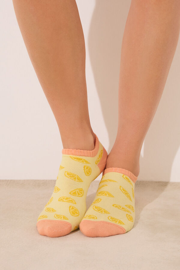 Womensecret Pack de 3 calcetines short con estampado de frutas estampado