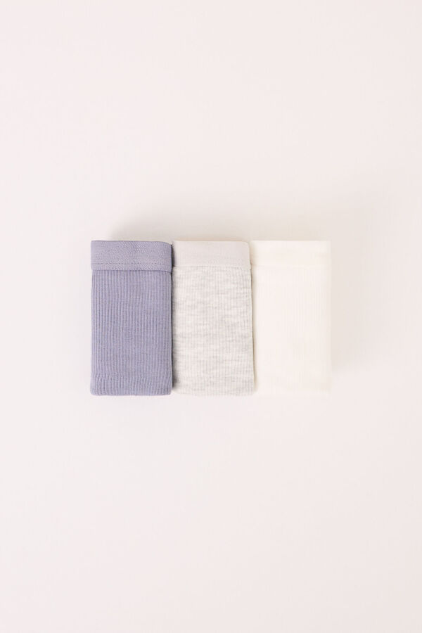 Womensecret Pack de 3 tangas de algodón acanalado blanco
