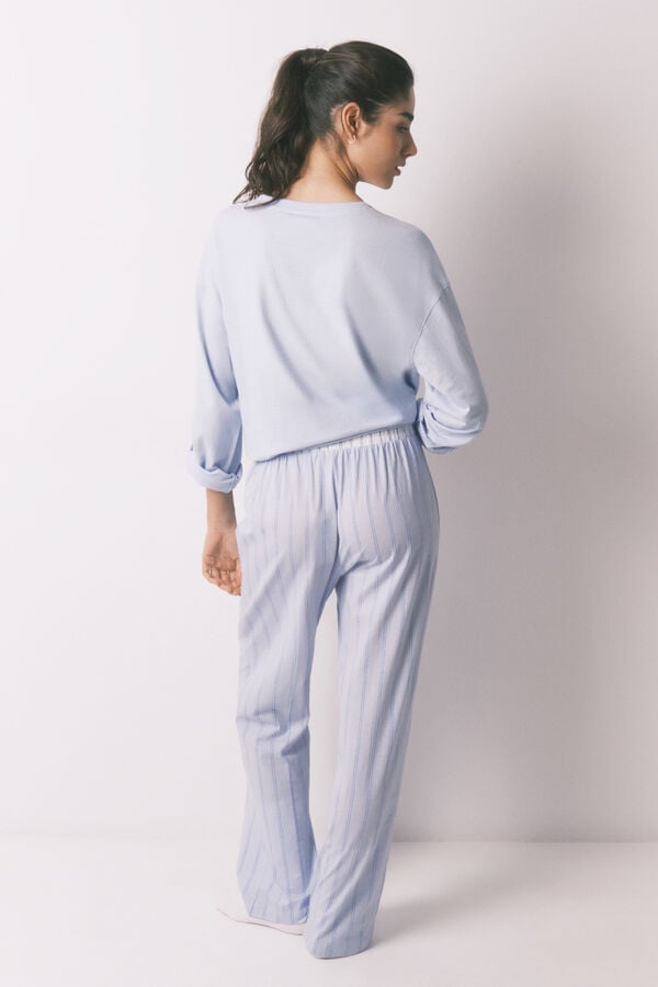 Women'secret Pantal&oacute;n largo a rayas de 100% algod&oacute;n azul estampado