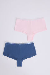 Womensecret Pack 2 bragas bóxer rosa, azul blanco