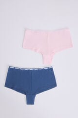 Womensecret Pack 2 bragas bóxer rosa, azul blanco