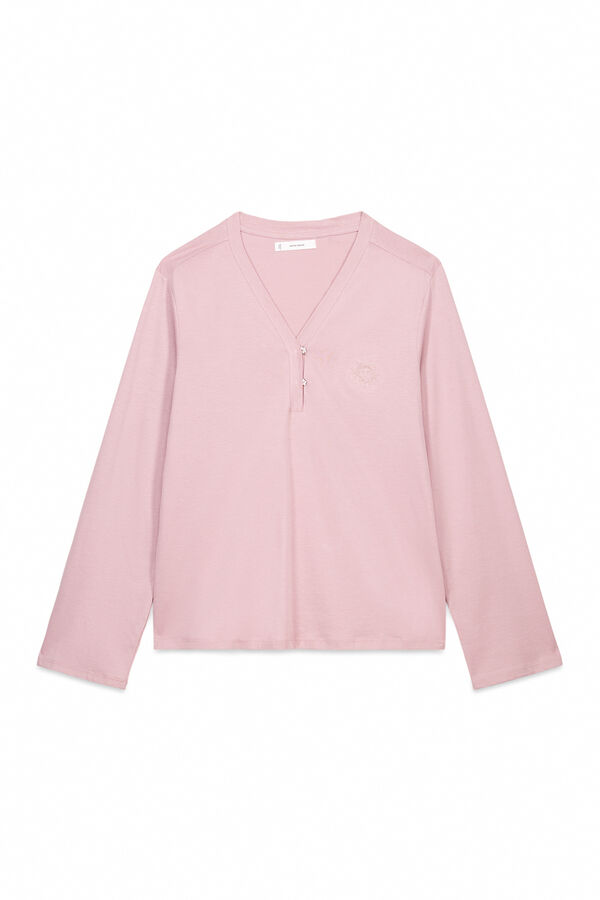 Women'secret Playera de manga larga rosa 100% algodón rosa