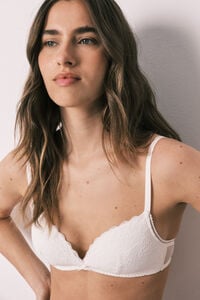 Women'secret Brasier triangular con relleno de encaje blanco CHARMING